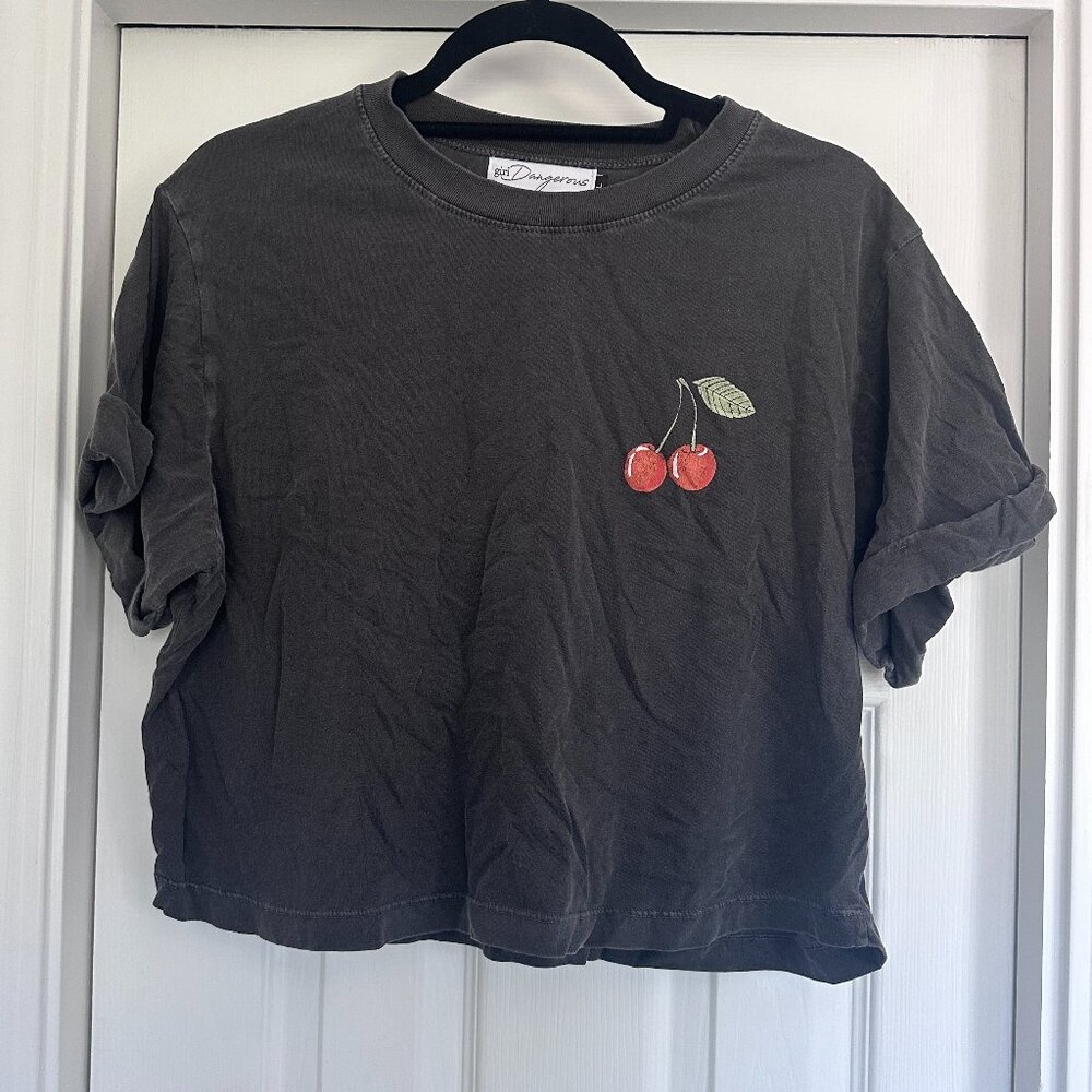 NWOT Girl Dangerous 🍒 cherry crop tee